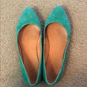Madewell green suede flats